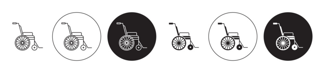 Fototapeta premium Wheelchair icons set in black filled and stroke line style