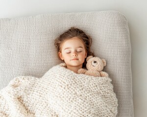 Serene Childrens Napping Space Cozy Beige Textures with Plush Toys - Modern Parenting and Interior Design for Enhanced Child Relaxation in Wellness Marketing