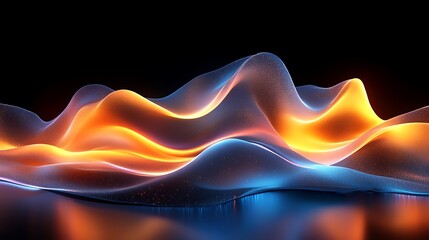 Abstract Orange and Blue Luminous Wave Forms