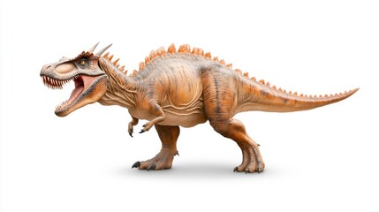 Naklejka premium Spinosaurus isolated on a white background with fierce expression. Generative AI