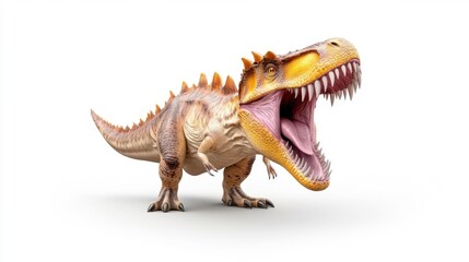 Obraz premium Fierce Spinosaurus Dinosaur on White Background. Generative AI