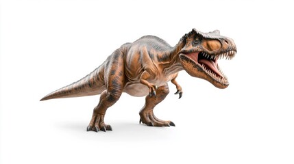 Fototapeta premium A realistic Allosaurus dinosaur on a white background. Generative AI