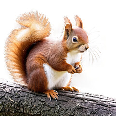 Obraz premium Red Squirrel with White Belly isolated on transparent background