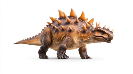 Fototapeta premium Spiky Kentrosaurus Dinosaur on White Background. Generative AI