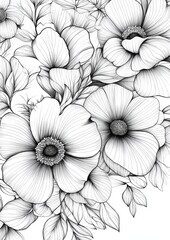 Botanical Flowers Coloring Page