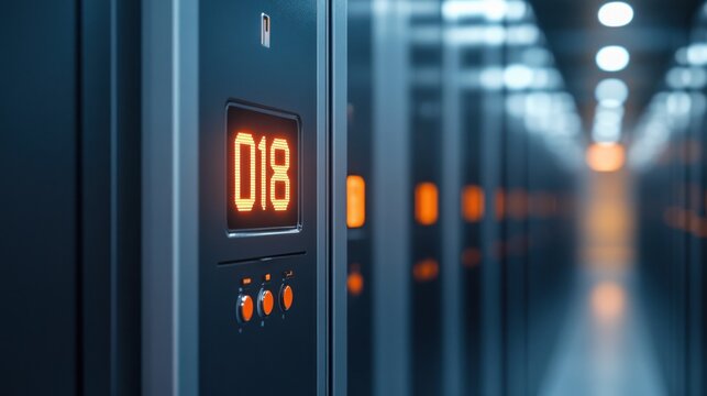 Server Room Interior: Digital Display 018, Technology Infrastructure, Data Center