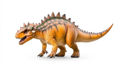 Fototapeta premium Armored Tuojiangosaurus Dinosaur on White Background. Generative AI