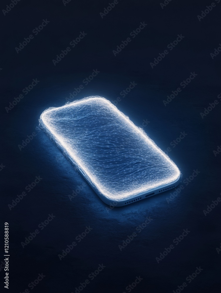 Poster Neon Cybersecurity Futuristic Smartphone with Holographic Digital ID and Encrypted Data for Modern Business Authentication and Data Protection