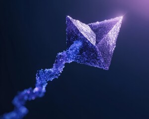 Futuristic Blockchain Visualization Crystalized Polygon with Luminous Data Streams in Blue and Purple - Tech Innovation for FinTech and Secure Digital Infrastructure