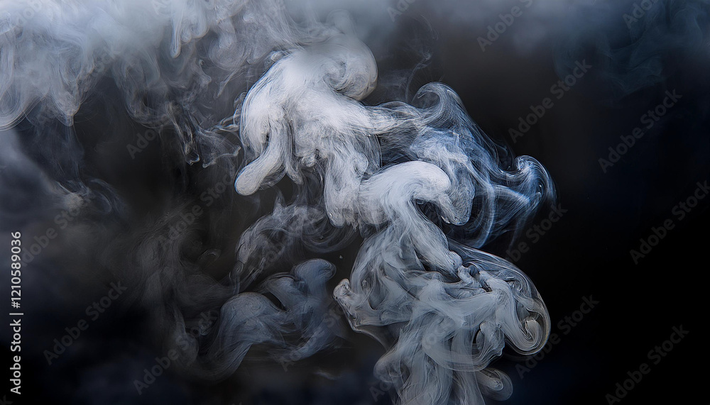 Poster captivating formations of smoke create ethereal patterns in dark surroundings revealing intricate dy