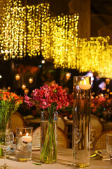 decoration party room buffet flowers candles decorated environment lights candles call elegant