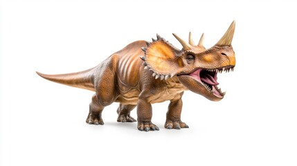 Fototapeta premium Udanoceratops Dinosaur Model on White Background. Generative AI