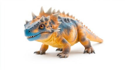 Fototapeta premium Psittacosaurus Dinosaur Figure on White Background. Generative AI