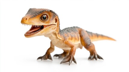 Fototapeta premium Eoraptor Dinosaur Model on White Background. Generative AI