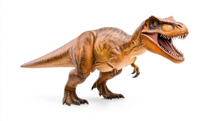 Naklejka premium A realistic isolated Sinornithosaurus with an early feathered predator theme on a white background. Generative AI