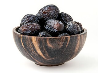 Handcrafted Wooden Bowl with Dried Dates