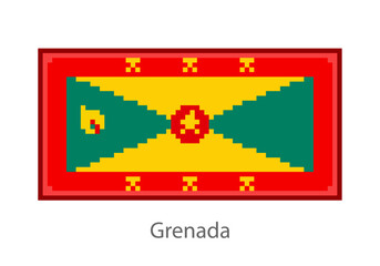 Vector illustration of the  Grenada flag in pixel art or mosaic style on white background. Collection of flags of the countries of the world.  