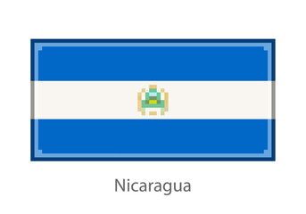 Vector illustration of the Nicaragua flag in pixel art or mosaic style on white background. Collection of flags of the countries of the world. 