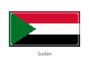 Vector illustration of the  Sudan flag in pixel art or mosaic style on white background. Collection of flags of the countries of the world.