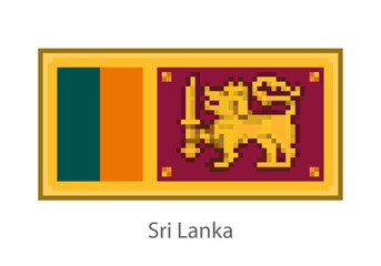 Vector illustration of the Sri Lanka flag in pixel art or mosaic style on white background. Collection of flags of the countries of the world. 