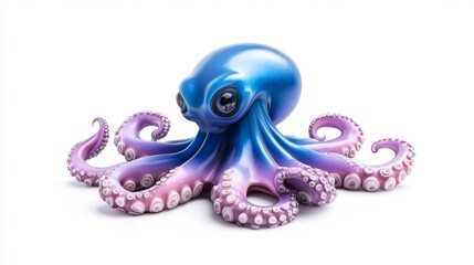 Fototapeta premium Cute Kraken creature in soft colors isolated on white. Generative AI