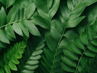 Naklejka premium Biophilic Design Inspiration Sunlit Green Foliage Textural Interplay for Eco-Friendly Architectural Visualization and Modern Wellness Branding