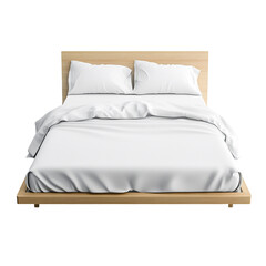White Bed With Wooden Frame