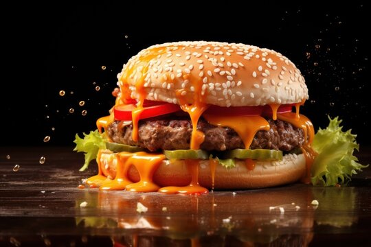 Burger with Ketchup and Lettuce