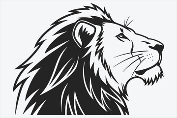 line art illustration of a majestic lion in a walking posture.