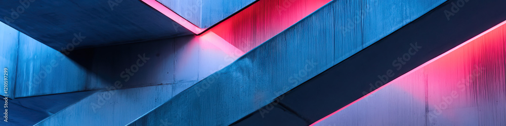 Aufkleber intersecting concrete structures with neon illumination