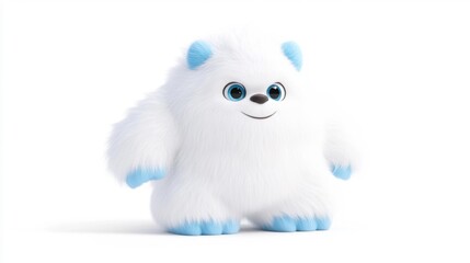 Obraz premium Adorable Yeti standing alone on a pure white background. Generative AI