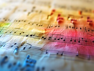 colorful music notes on music paper