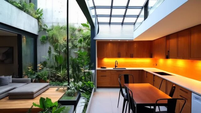 Modern indooroutdoor living with stylish design and lush greenery