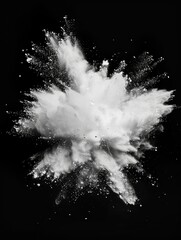 Close-up of powder particles with sparks flying outwards.