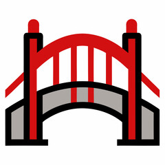 Bridge icon vector on white background.