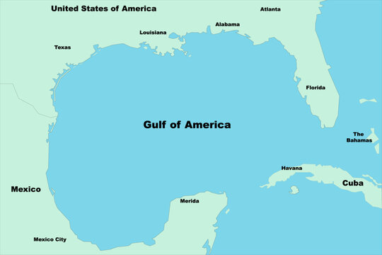 Basic map of the proposed rename of the Gulf of Mexico to the Gulf of America