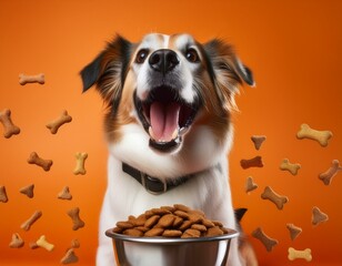 Begeisterter Hund mit Leckerlis &ndash; Dynamisches Haustiermotiv
