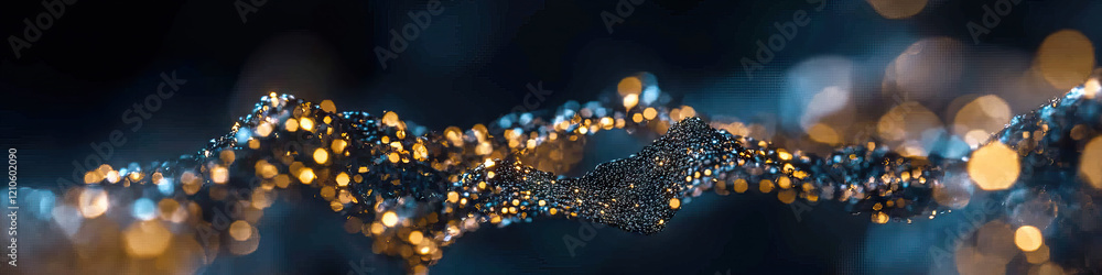 Poster abstract metallic structure with gold bokeh