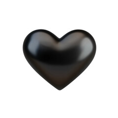 3D black heart isolated on transparent PNG.