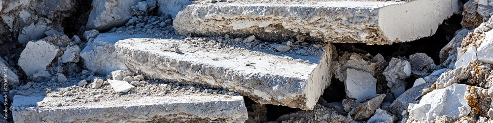 Wall mural Pile of Broken Concrete Slabs and Debris