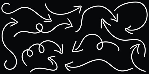 Curved arrow icon vector set. Arrow pointer icon sign symbol in trendy flat style. White curved arrows icons set. Vector illustration.