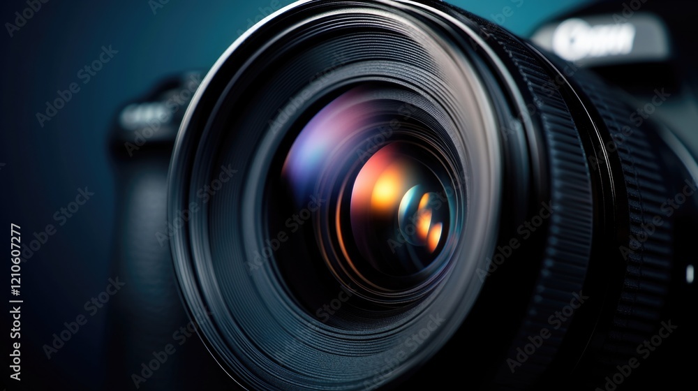 Aufkleber a blurred camera lens in close-up view, emphasizing the depth of field and optical quality.