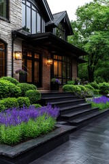 Obraz premium A house with a lot of plants and flowers in front of it
