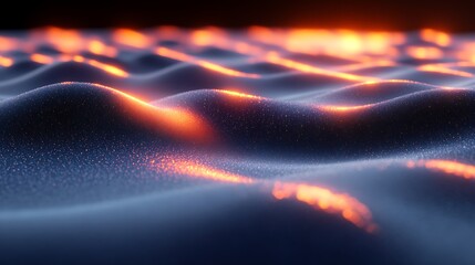 Glowing orange light illuminates dark undulating surface
