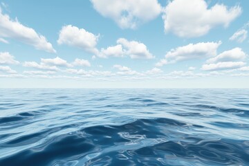 Calm Ocean Waves Under a Blue Sky with Clouds