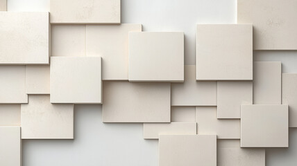 Beige squares in random layout on white surface