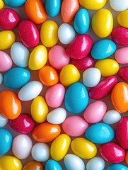 Obraz premium Assorted candy with pastel colors and glossy finish.
