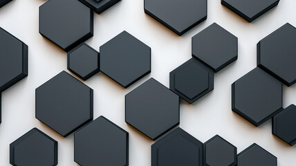 Fototapeta premium Matte black pentagons with precise spacing on white background