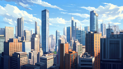 Obraz premium Tall buildings in a cityscape, urban architecture