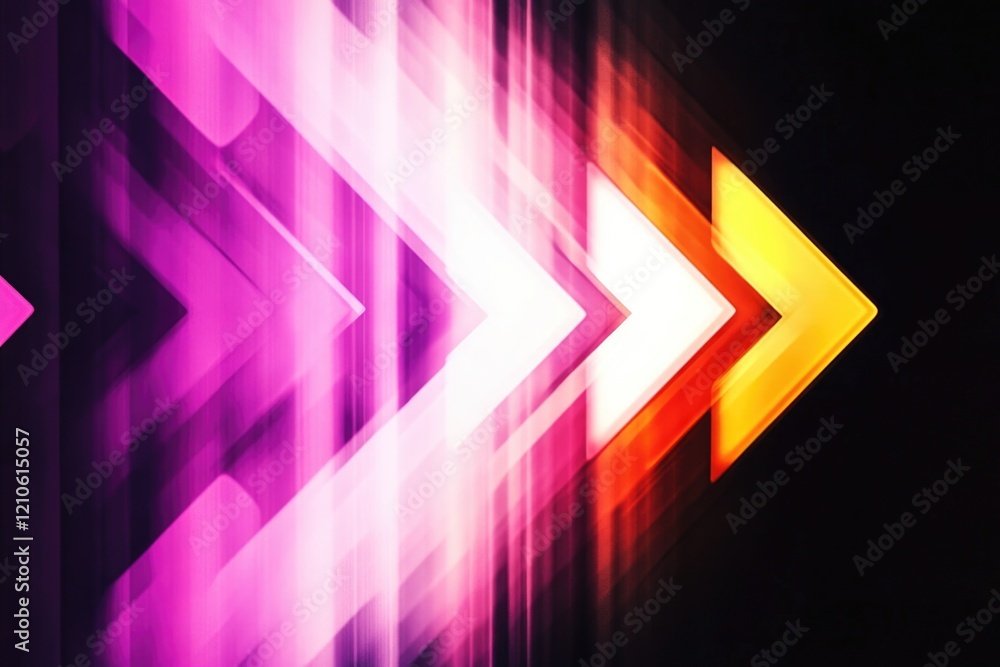 Poster a stylized illustration of a colorful arrow with various shapes and patterns